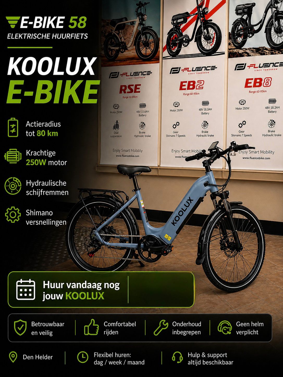 Koolux E-Bike Blauw - Verhuur